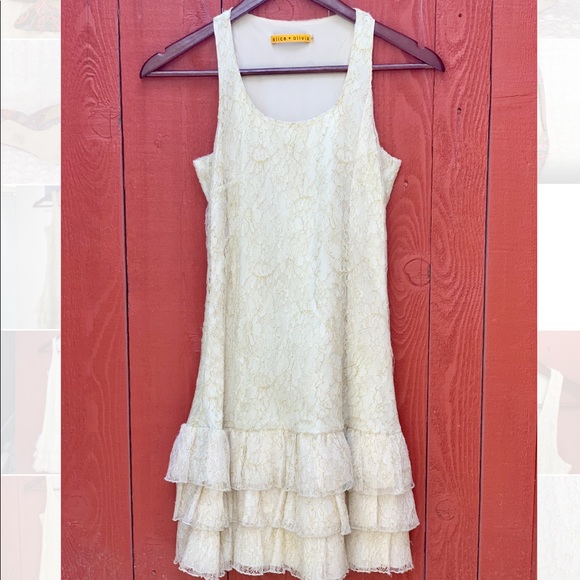 Alice and Olivia gold lace dress mini dress - Picture 6 of 7
